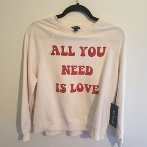 NWT WILDFOX ALL YOU NEED IS LOVE SWEATSHIRT SIZE SMALL